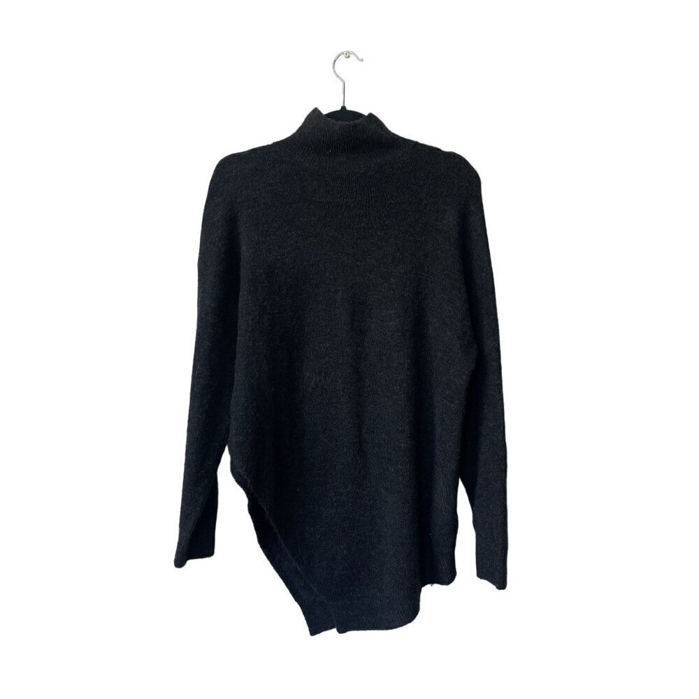 Zara Turtleneck Sweater Size‎ S Oversized  Asymmetrical Wool Long Black